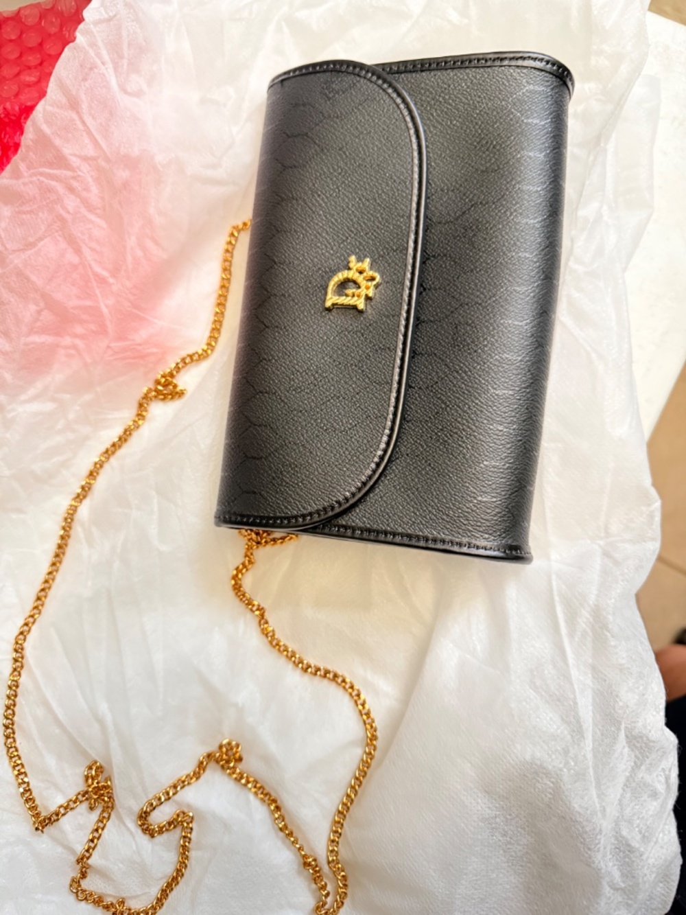 Christian Dior Black Honeycomb PVC Crossbody Bag